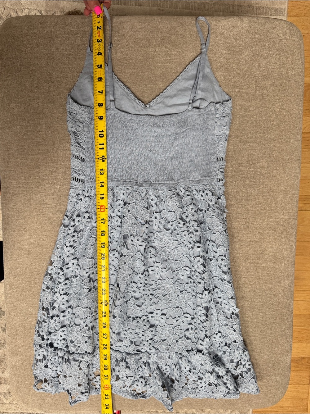 Abercrombie & Fitch Light Blue Lace Mini Dress with Ruffle Hem - Picture 8 of 8